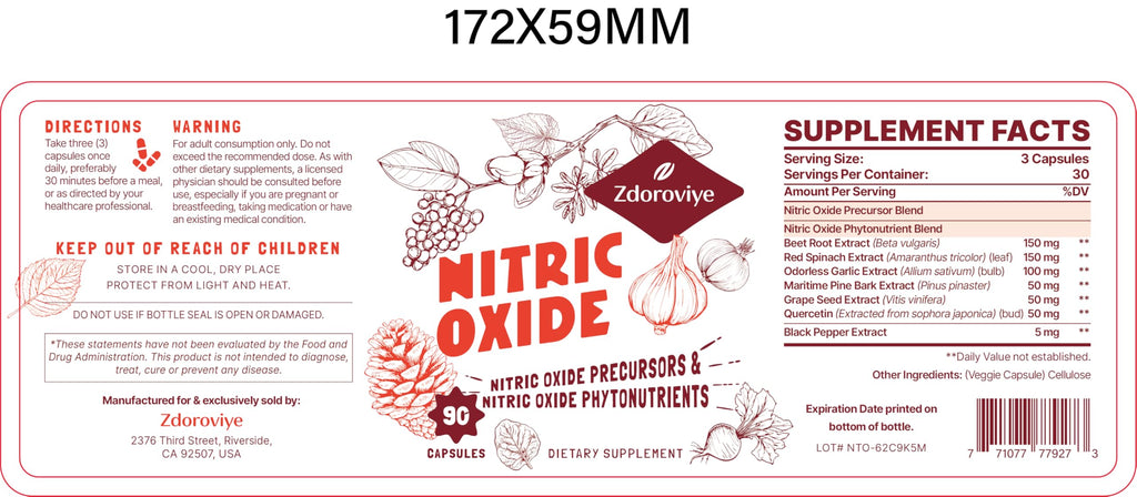 Nitric Oxide Supplement 90 Capsules T990658