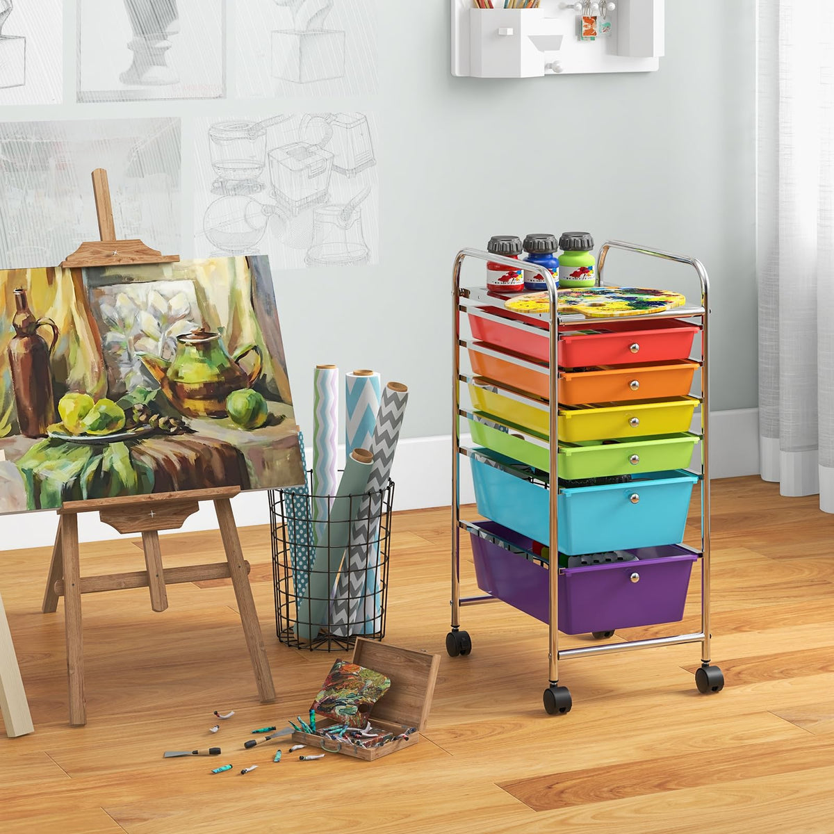 6 Drawer Rolling Storage Cart I36344