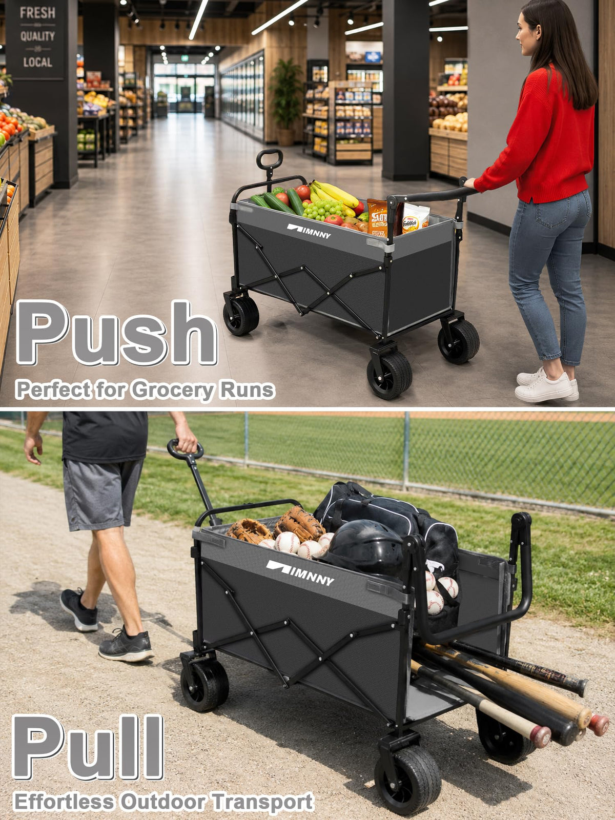Collapsible Wagon with Canopy Black P495927