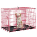 24" Pink Double Door Wire Dog Crate with Divider S5557