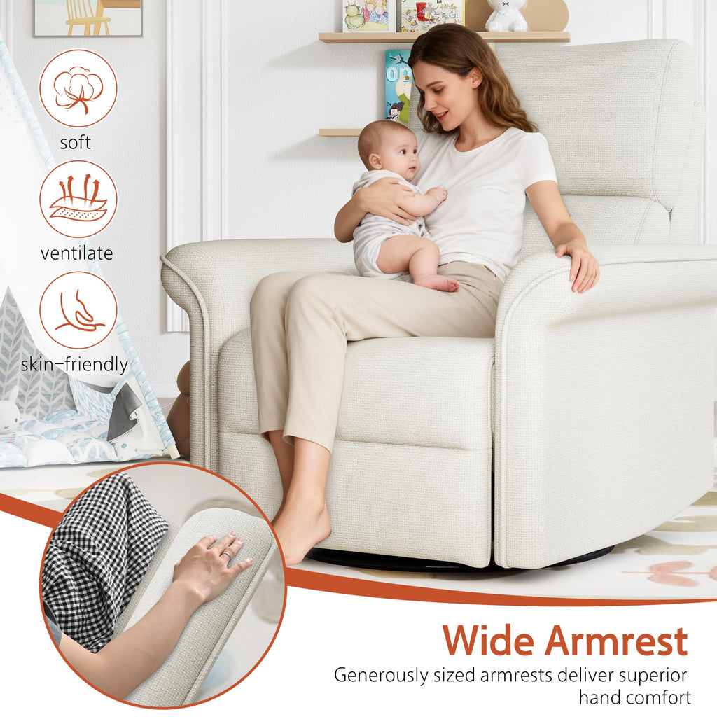 Fabric Light Gray Swivel Rocker Recliner Chair S911