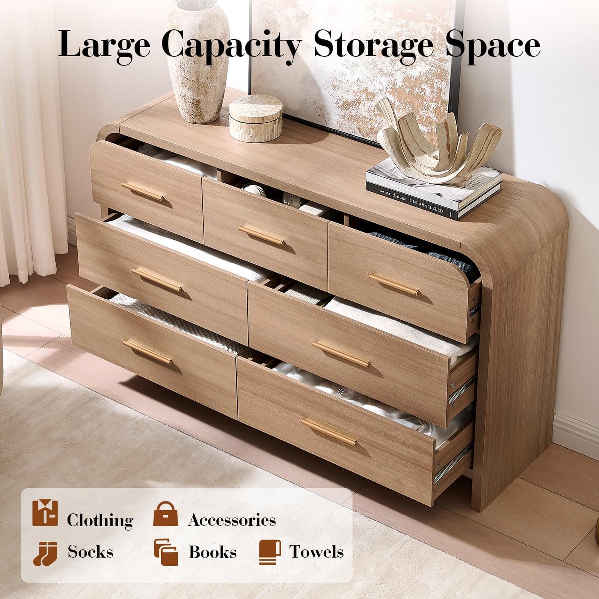 Curved 7 Drawer Dresser J4596