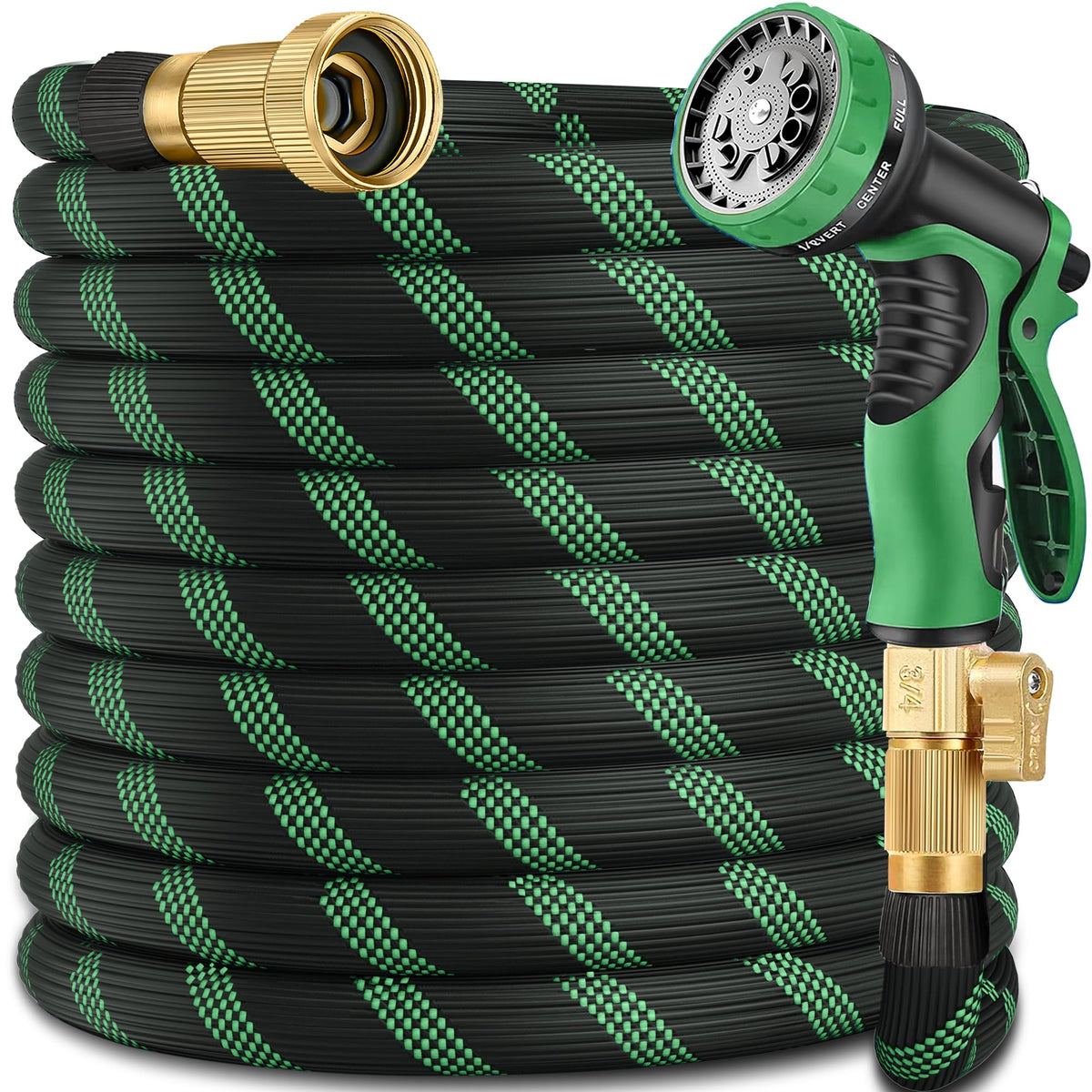 100FT Garden Hose with 10-Pattern Nozzle P393