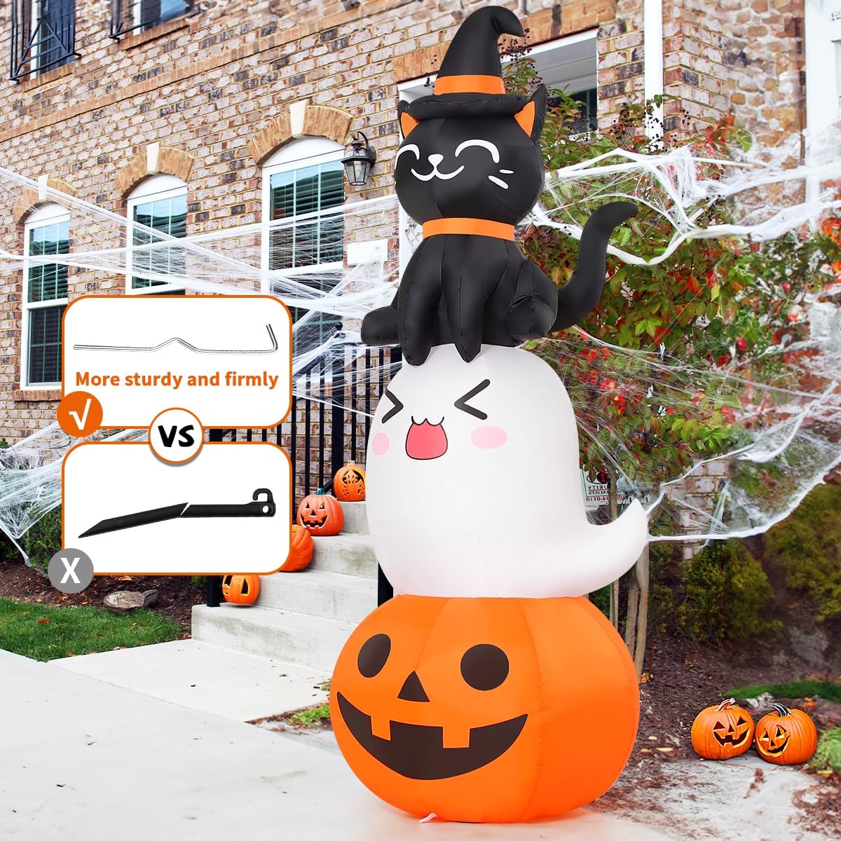 6 FT Halloween Inflatables Pumpkin Ghost Cat Outdoor Decorations M905