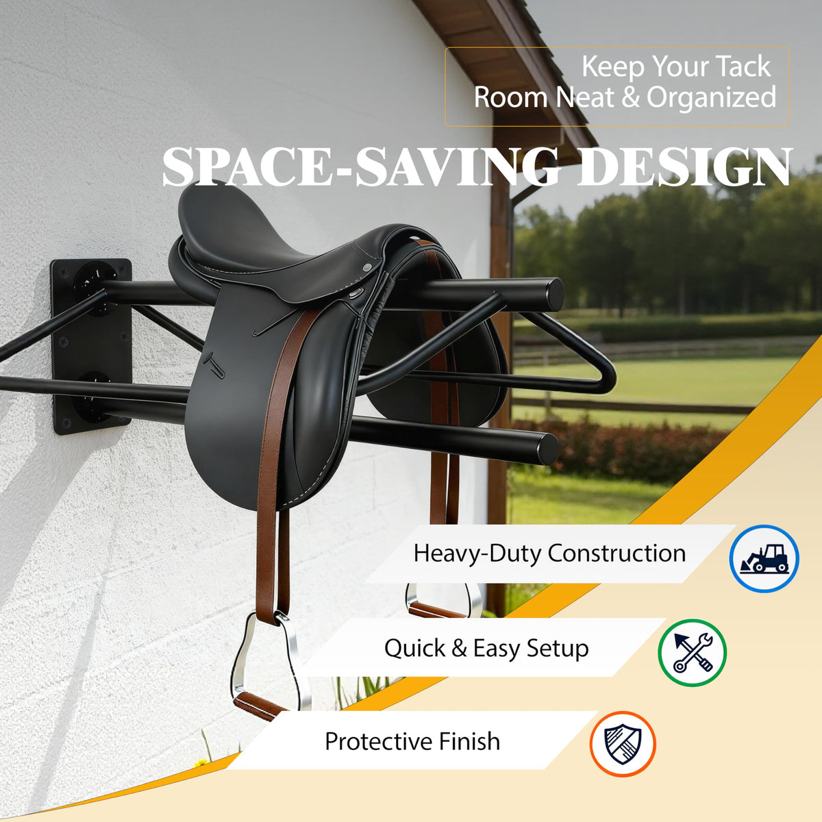 Wall Mount Metal Saddle Rack with Pad Bar V9941