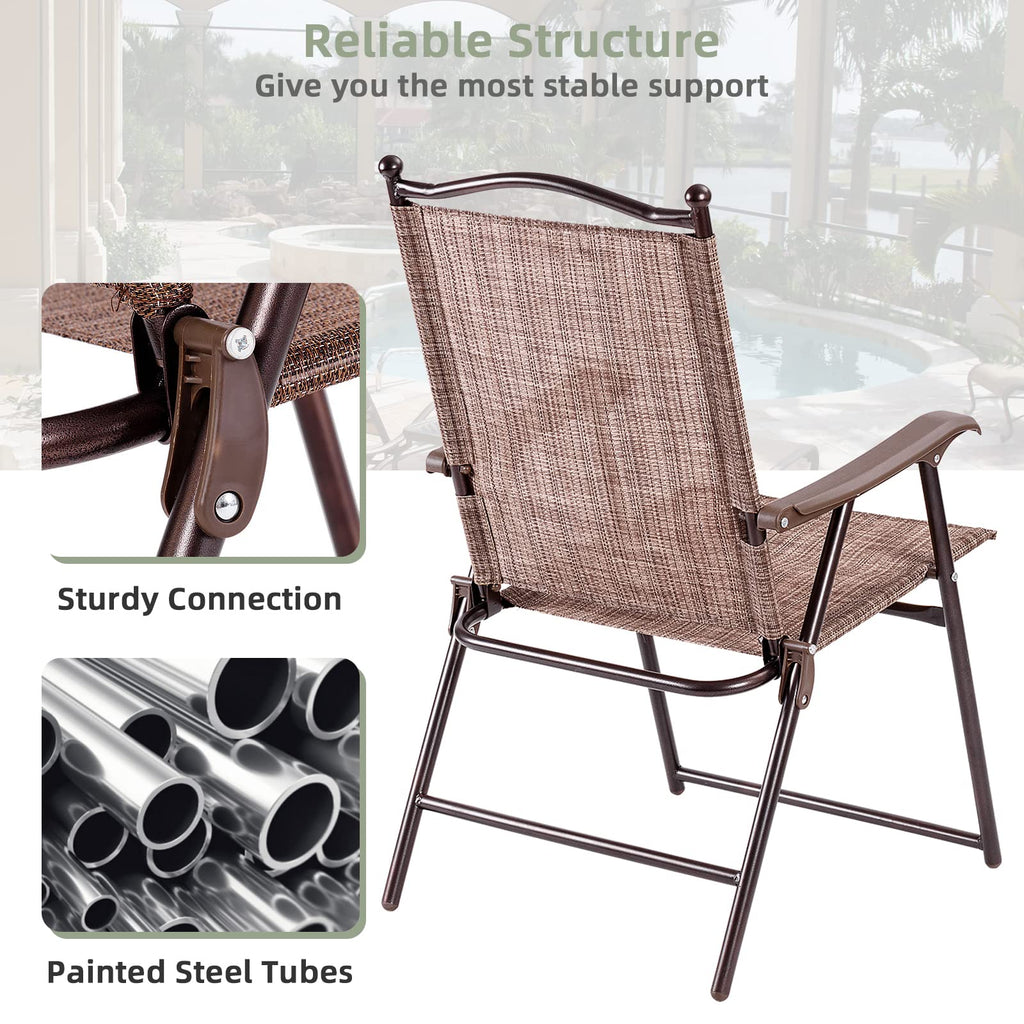 Set of 2 Brown Folding Patio Dining Chairs with Armrests S847224