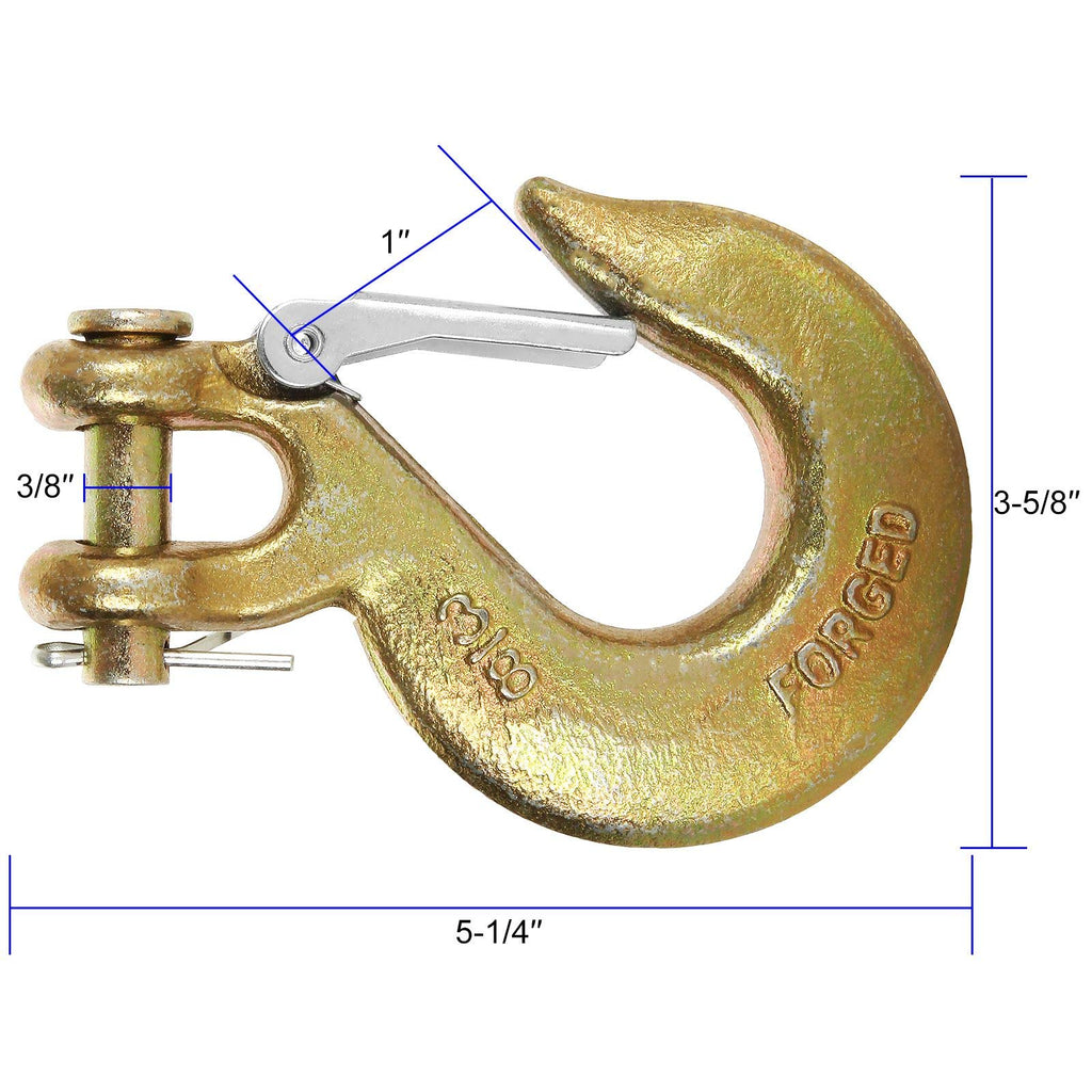 3/8 Inch Clevis Slip Hook with Safety Latch, 18000 Lb Capacity J585
