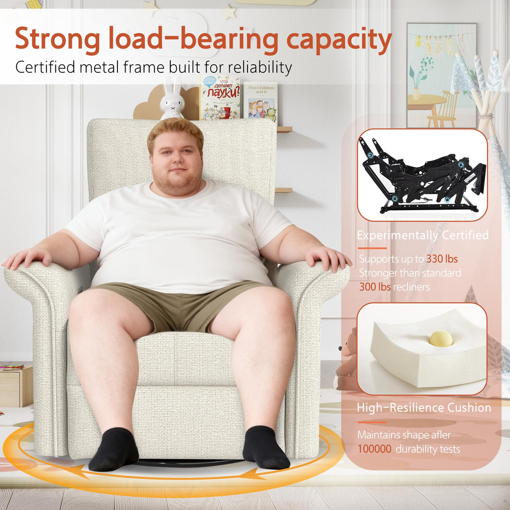 Fabric Light Gray Swivel Rocker Recliner Chair S911