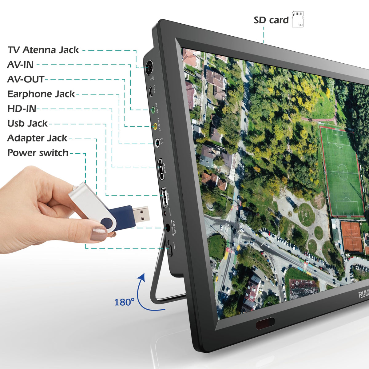 14 Inch Portable TV with Digital Tuner A3804