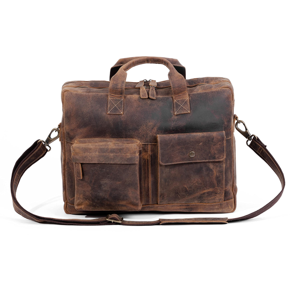 18 Inch Leather Laptop Messenger Bag W7803