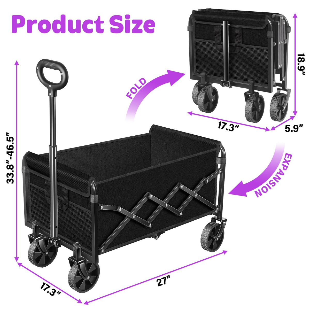 Foldable Wagon Cart with Wheels P509