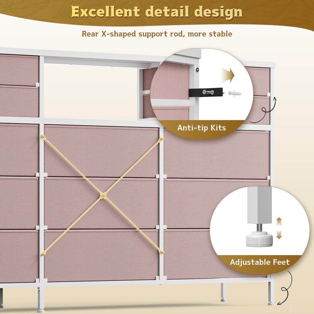 Pink 9 Fabric Drawer Dresser T80653