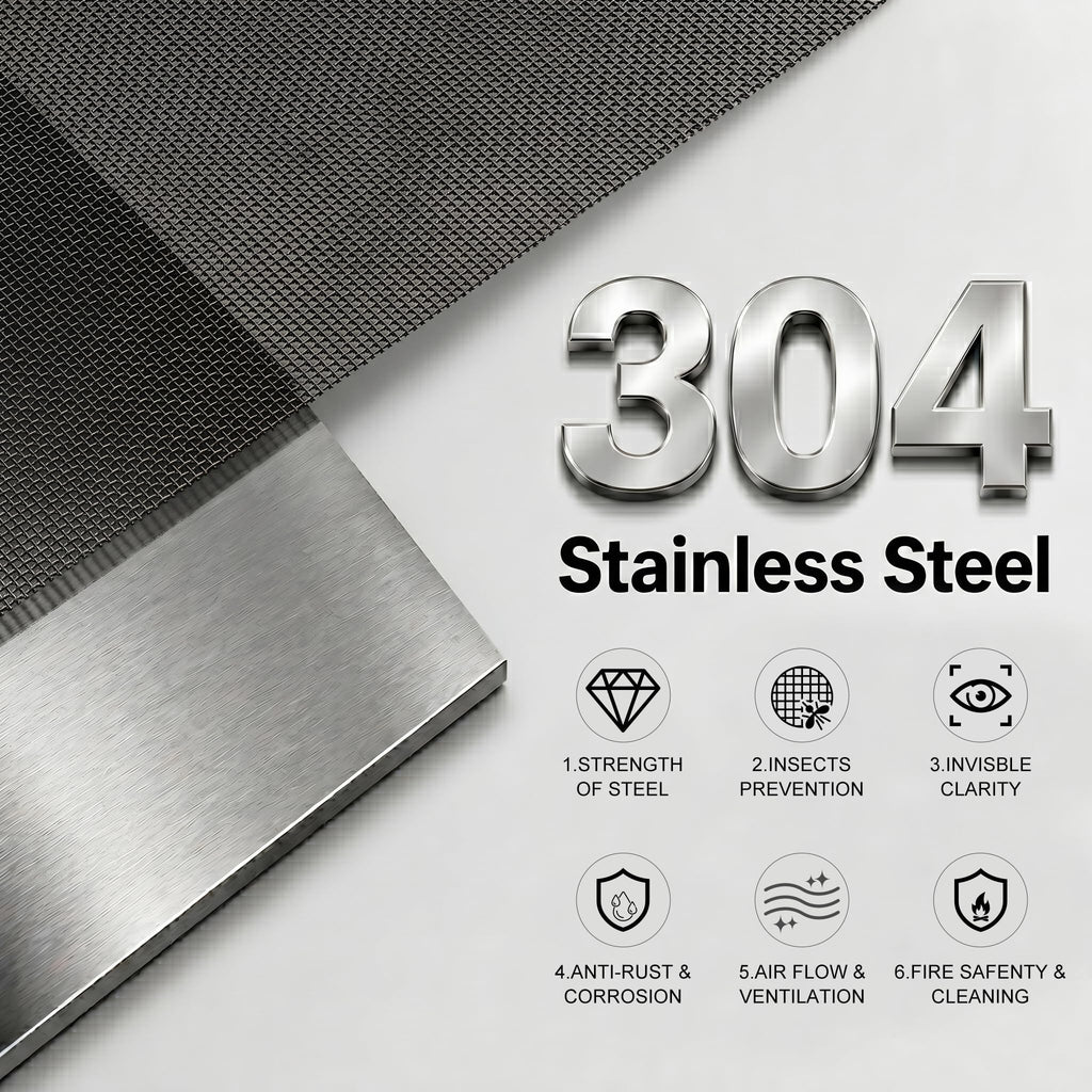 Black 304 Stainless Steel Window Screen Wire Mesh Roll U10626