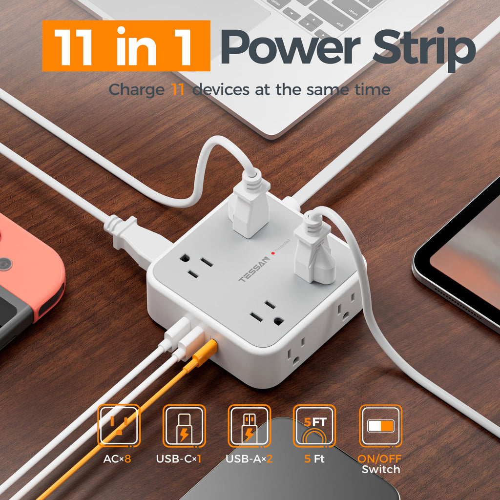 Grey 5 Ft Surge Protector Power Strip P4987
