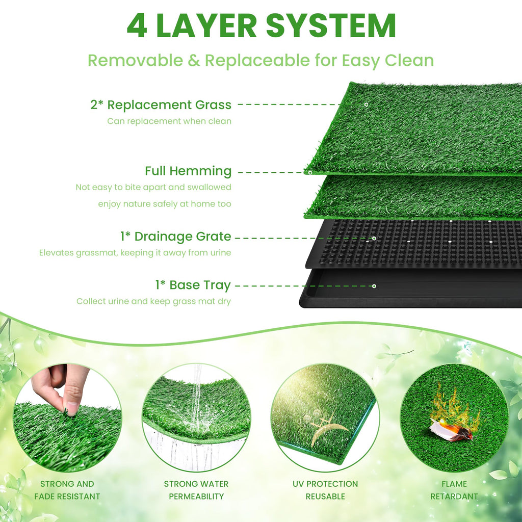 20x25 Inch Reusable Artificial Turf Dog Grass Pad with Tray X9303