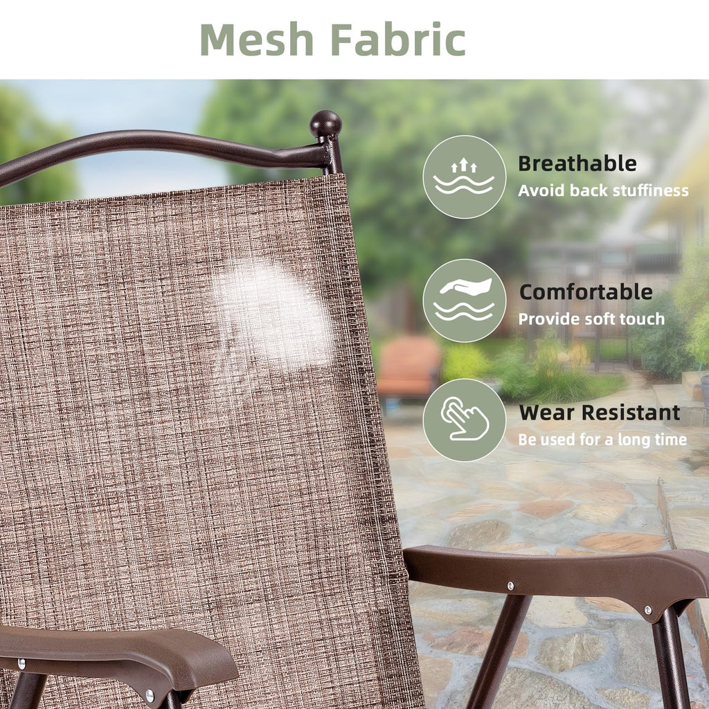 Set of 2 Brown Folding Patio Dining Chairs with Armrests S847224