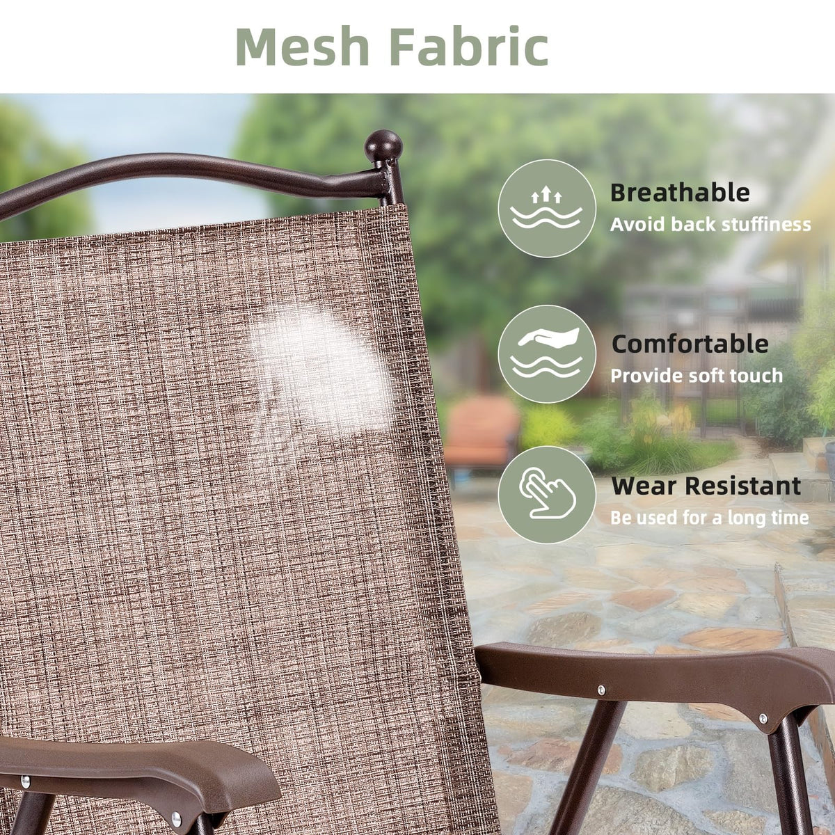 Set of 2 Brown Folding Patio Dining Chairs with Armrests S847224