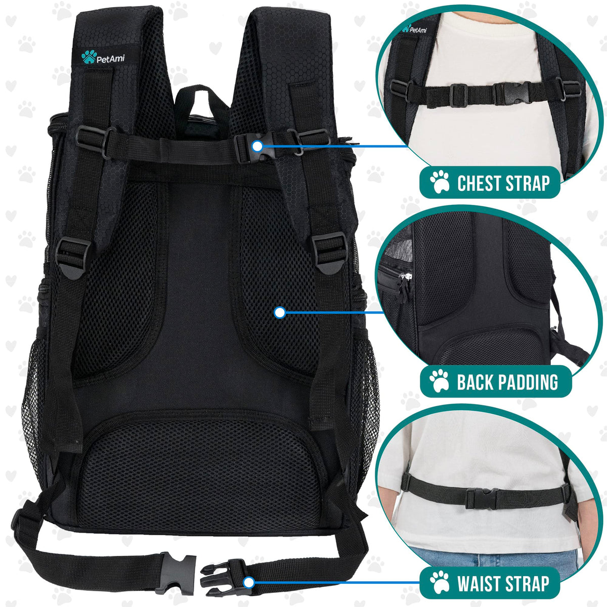 Dog Backpack Carrier, Airline Approved 4-Way Entry Cat Bag, Black L367809
