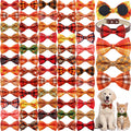 60 Pcs Plaid Dog Collar Bow Ties U98939