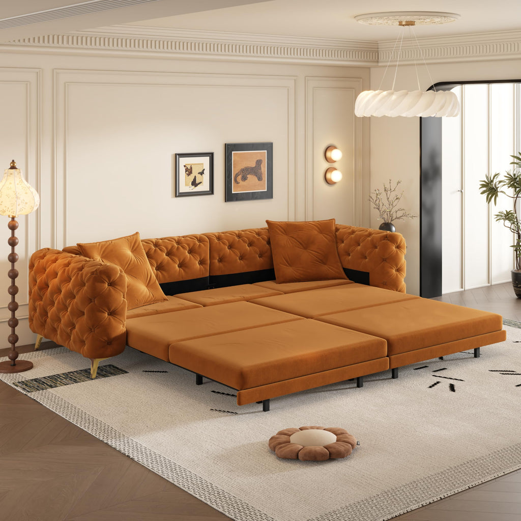 Orange Velvet Sofa Bed K5598