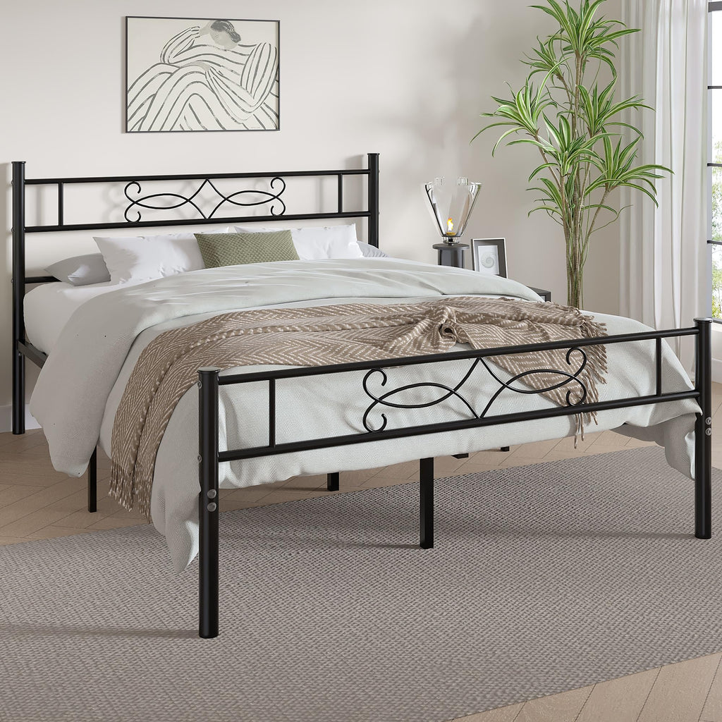 14" Full Size Metal Platform Bed Frame with Headboard C810
