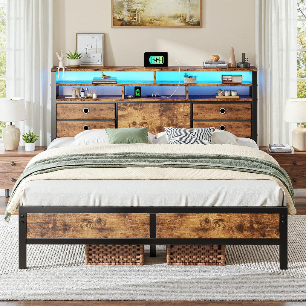 Queen Bed Frame with 4 Drawers H583