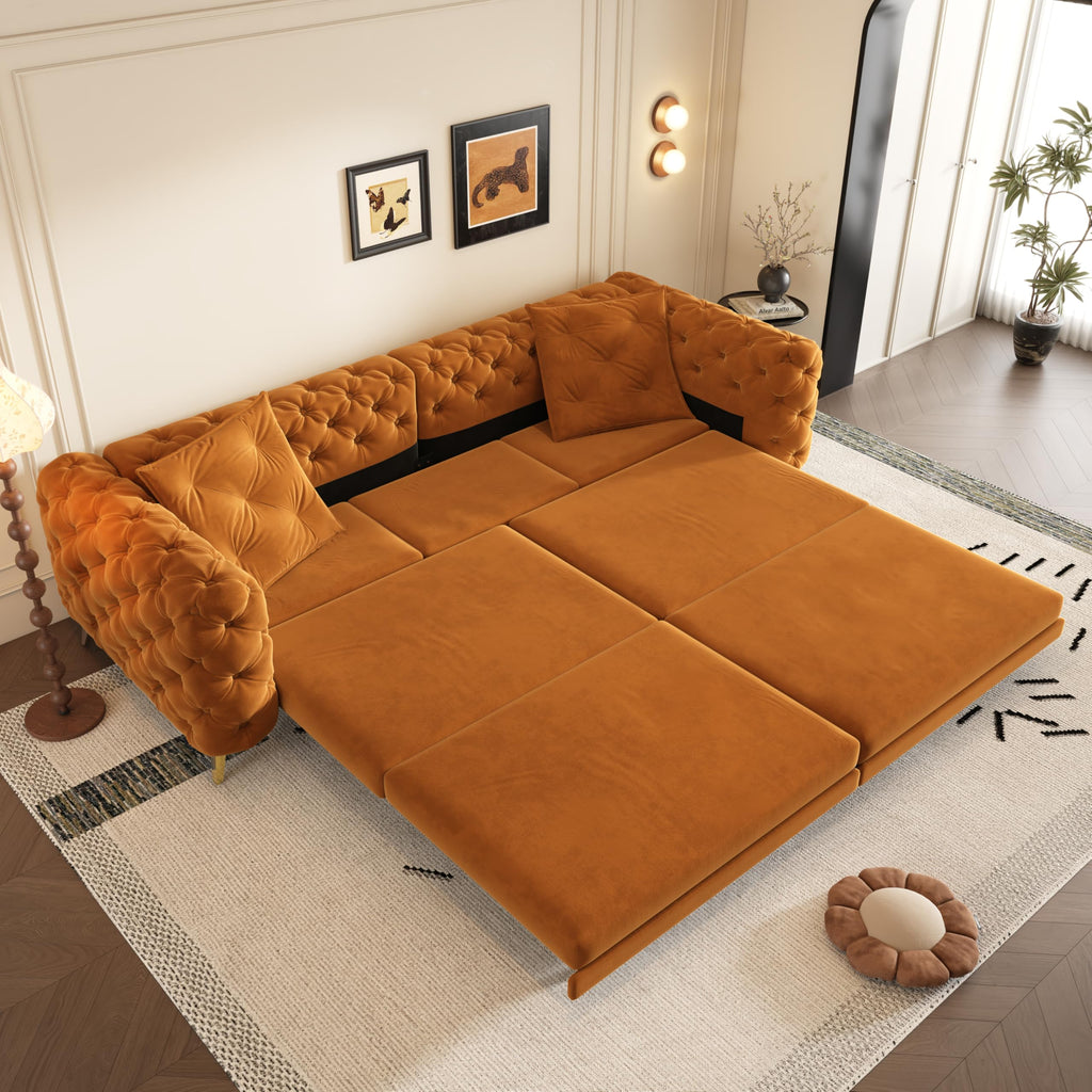 Orange Velvet Sofa Bed K5598