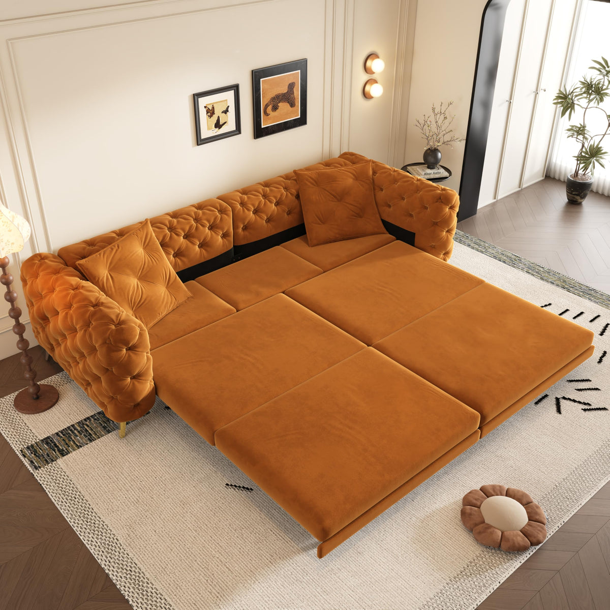 Orange Velvet Sofa Bed K5598