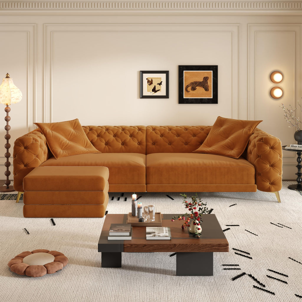 Orange Velvet Sofa Bed K5598
