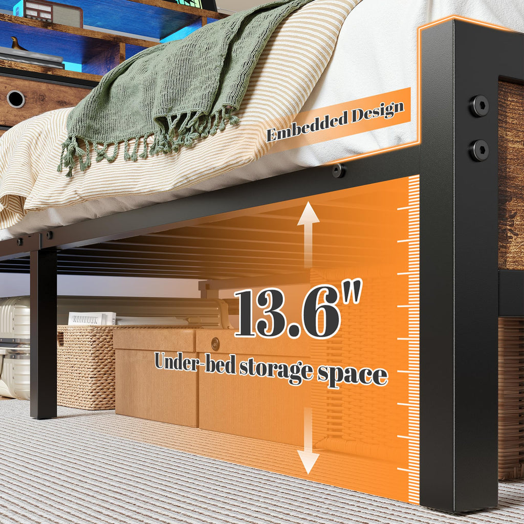 Queen Bed Frame with 4 Drawers H583