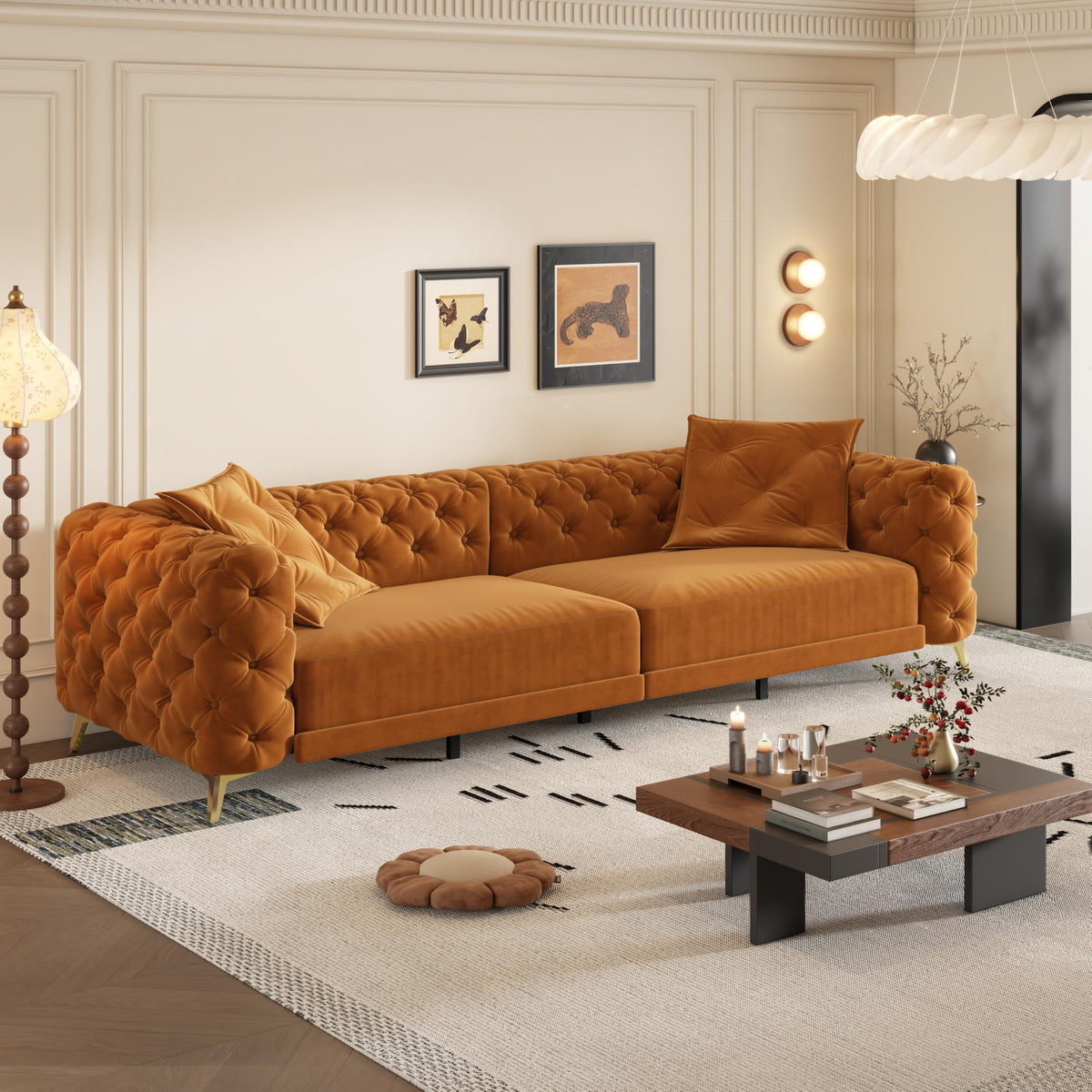 Orange Velvet Sofa Bed K5598