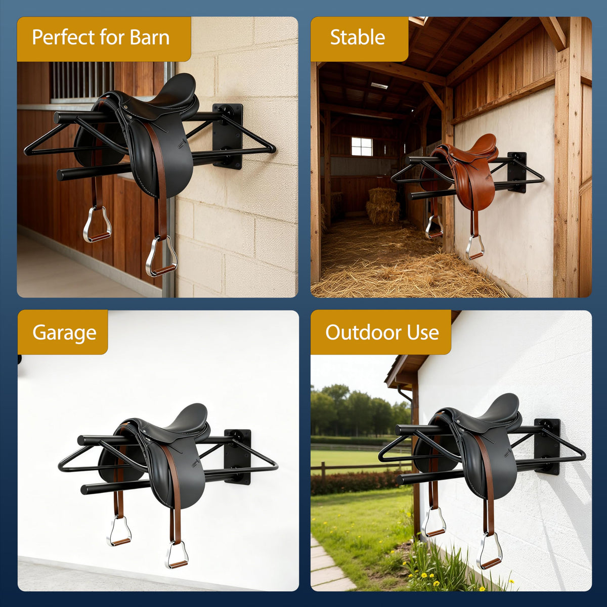 Wall Mount Metal Saddle Rack with Pad Bar V9941