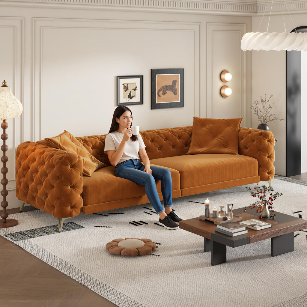 Orange Velvet Sofa Bed K5598